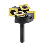 ZahyoX CNC Spoilboard Surfacing Router Bit, 1/4' Shank, 4 Wings, 1-3/8' Cutting Diameter, TiN Coated Insert Carbide Slab Flattening Router Bit, Planing Bit Wood Planer Bit for Woodworking