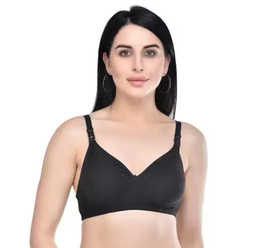 Nursing Bra with Clip Down Cups, Cotton Maternity Feeding Bra with Adjustable Straps-image-40