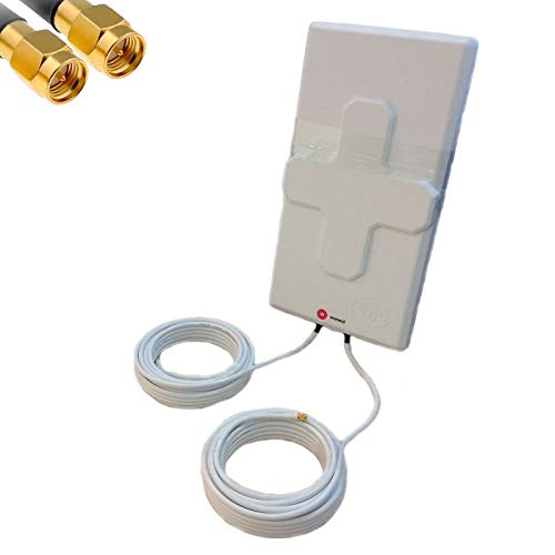 Antena 4G Wonect 50dBi Blanca Exterior 5,10 o 15 Metros Cable Conector SMA Macho Integrado (15m) Cover