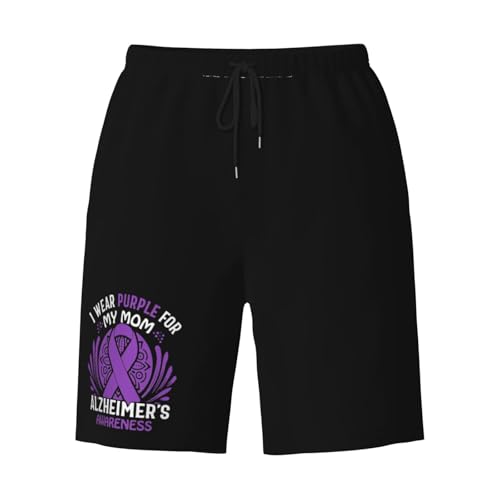 Alzheimers Awareness I Wear Purple for My Mom Men's Quick-Dry Board Shorts 7" - Swim Trunks Summer Hawaii Beach3