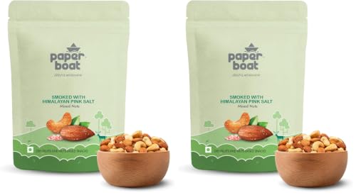 Image of Paper Boat Smoked and Roasted Mixed Nuts with Himalayan Pink Salt, Premium Dry Fruit Mix | Almonds & Cashews, Pouch (200g) (Pack of 2)
