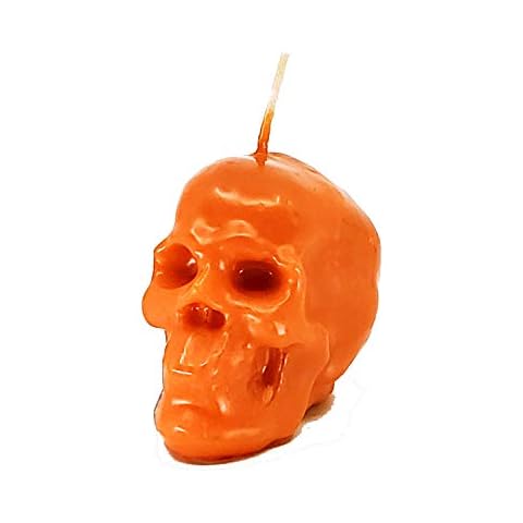 Orange Large Skull Figure Image Candle (Success, Communication, Road Opener, abre Camino, Spells, Spellwork & Ritual Magic) Cover