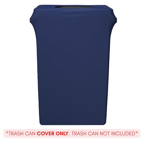 Image of YOUR CHAIR COVERS - 23 Gallon Spandex Slim Jim Narrow Trash Can Cover - Navy Blue (Cover ONLY, Trash CAN NOT Included)
