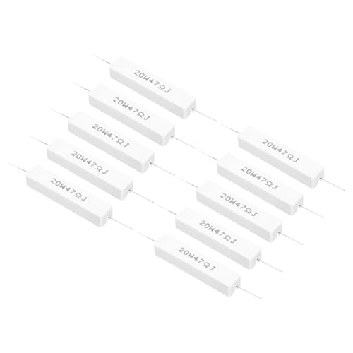 PATIKIL 20 Pcs Resistencias De 47 Ohm 20W Kit De Resistencias De Cemento Cerámico Para Adaptadores De Energía Equipos De Audio Computadoras Tableros De Circuito TV Tolerancia 5%