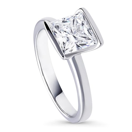 BERRICLE Sterling Silver Solitaire Promise Wedding Engagement Rings for Her, Cubic Zirconia CZ Ring - Emerald, Marquise, Oval, Pear, Princess, Round Cut