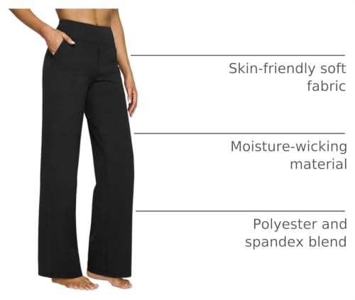 Image of G4Free EverGoing Yoga Pants Women Wide Leg Pants with Pockets High Waist Stretch Dress Casual Sweatpants Petite /Regular /Tall