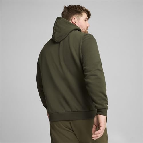 Image of PUMA Men's Essential Big Logo Fleece Hoodie, Dark Olive, XL