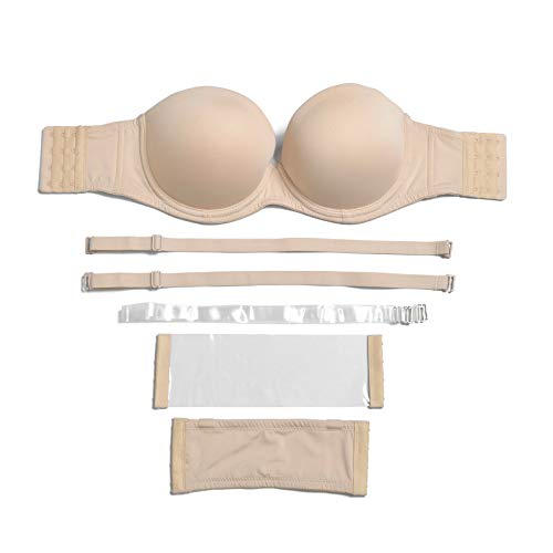 Lwear Women's Strapless Backless Convertible Clear Straps Full Figure Bra Plus Size Nude, 36Ddd/F #TOP6
