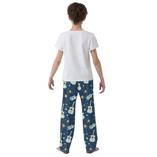 Pajama Bottoms, Cartoon Guitars and Stars Sleeping Pant Lounge Wear Pajamas Long Pants Sleepwear Pjs3