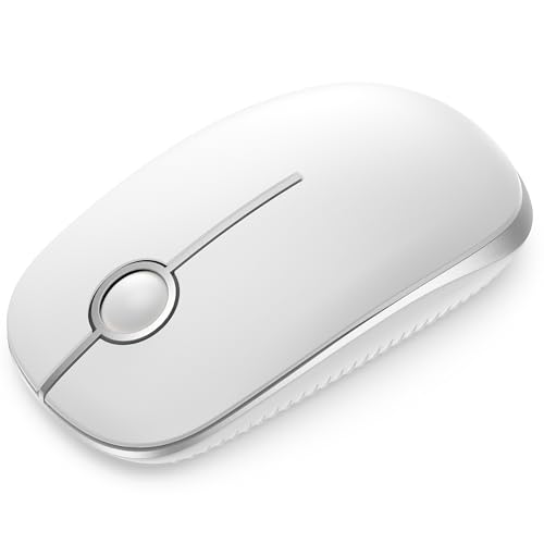 seenda Maus Kabellos, 2,4G Funkmaus mit 1600 DPI, Leise, Weiß & Silber – Ansicht 1