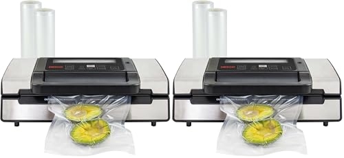 Image of Nesco Deluxe Food VS-12 Vacuum Sealer, 130 Watts, Kit Bags & Viewing Lid, Compact, Silver (Pack of 2)