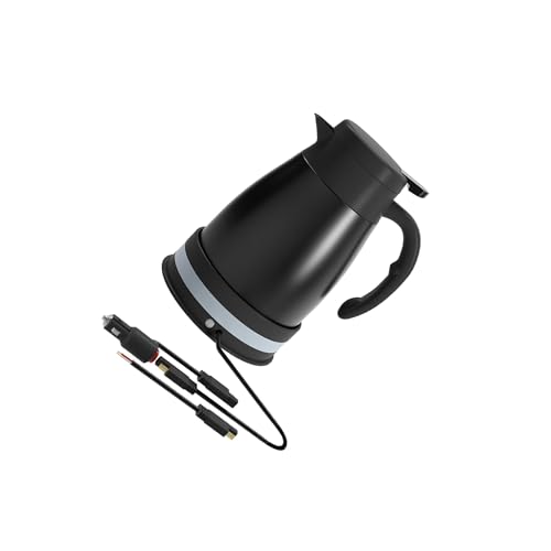 CYDZSRA Calentador de agua portátil para coche, hervidor eléctrico, fácil de limpiar, control inteligente, para viajes por carretera, aventuras, fabricado en acero inoxidable 304 doble capa.