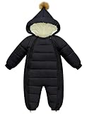 uideazone Cute Baby Boys 12-18 Months Snowsuit Warm Black Winter Jumpsuit for Infant Thick...