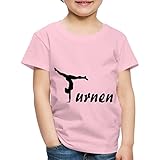 Spreadshirt Turnen Turnerin Umriss Schriftzug Handstand Kinder Premium T-Shirt, 110-116