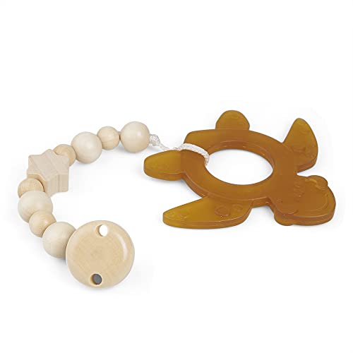 GRÜNSPECHT Bio-Beißring aus Naturkautschuk für zahnende Babys, massiert Zahnfleisch, BPA frei, weich, fördert Feinmotorik, Schildkröte (639-V2), Braun