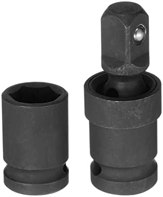 sourcing map 10mm Impact Shallow Socket 1/2" Drive CR-MO Steel with 360 Degrees Universal Joint Swivel Socket Adapter