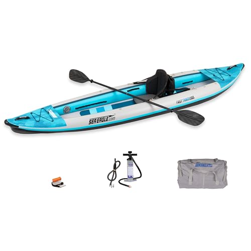 Sea Eagle 385FT Redesigned Fasttrack Inflatable Kayak 12'8' 2 Person Touring Kayak, Attached Rigid...