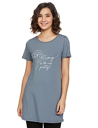 Image of Amazon Brand - Symbol Women's Cotton Stretch Half Sleeve Round Neck Regular Fit T-Shirt (Tunic Length)