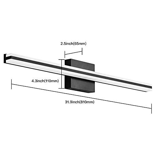 Image of SOLFART Vanity Lights for Bathroom 31.8 Inch Dimmable Matte Black Modern Bathroom Light Fixtures 20W 5CCT LED Lights