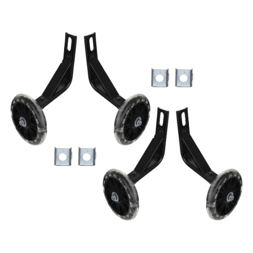 NOLITOY 2 pares de ruedas de entrenamiento auxiliares para bicicleta de 16 pulgadas negro con estabilizadores y soporte de seguridad brillante para niños miniatura 1