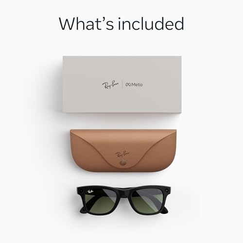 Image of Ray-Ban Meta (Gen 2), Wayfarer, Shiny Black | Smart AI Glasses for Men, Women - 2X Battery Life - 3K HD Resolution - 12 MP Ultra-Wide Camera, Audio, Video - Green Lenses - Wearable Technology