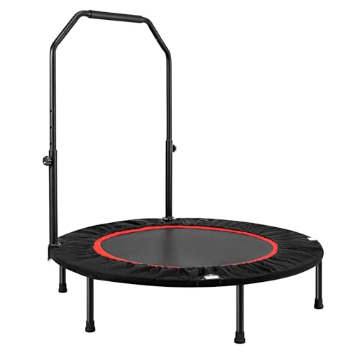 LN COZY CORNER Foldable Fitness Trampoline, Max 485lbs(220kg), Rebounder Exercise Trampolines with Adjustable Handrail, Indoor/Outdoor Mini Trampoline for Home Workout (Black, 40 inch)