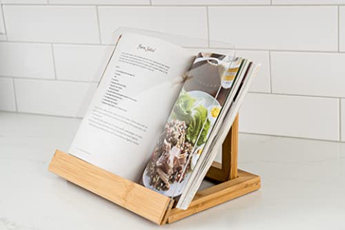 image for Lipper International 8815 Bamboo Wood and Acrylic Cookbook Holder, 12-