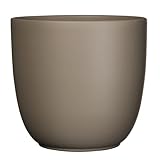 Annastore Blumenübertopf Tusca aus Keramik - Übertopf - Blumentopf - Übertöpfe - Blumentöpfe (Taupe/Matt, H 23 cm - Ø 25 cm)