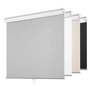 ChrisDowa Cordless Free-Stop 100% Blackout Blinds for Windows, Roller Windows Shades with Thermal Insulated, UV Protection Fabric for Living Room, Office and Home. Easy to Install.Grey,34″ W X 72″ H