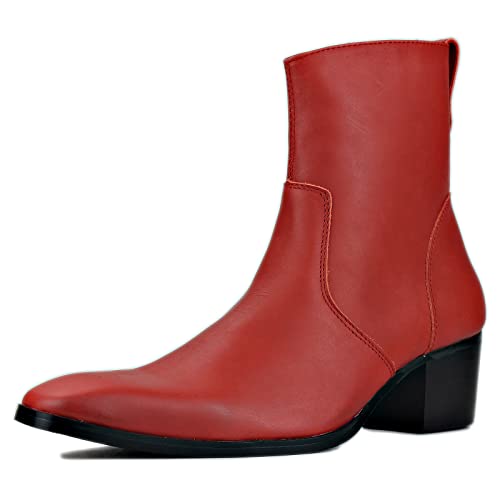 Image of Dress Boot for Men Heels Casual Chelsea Combat Ankle Chukka Boots Zipper Black JY002