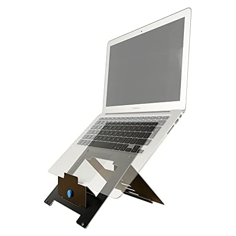 R-Go Tools Ergonomic Laptop Stand, Ultra-thin Aluminum, Adjustable Portable Notebook riser for desk, Compatible with 10-22" MacBook/Air Pro/Dell XPS/Lenovo, Support up to 11ibs, Black Cover