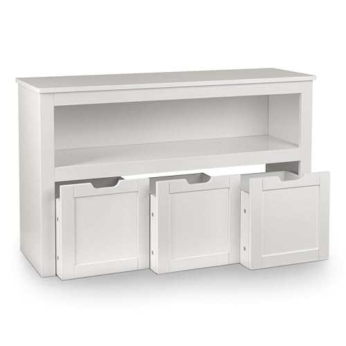 ONVAYA Sideboard mit Rollboxen - Praktisches Kinder Bücherregal und Kuscheltier Aufbewahrung - Modernes Spielzeugregal inkl. 3 Aufbewahrungsboxen - Durchdachtes Kinderregal als Spielzeug Organizer