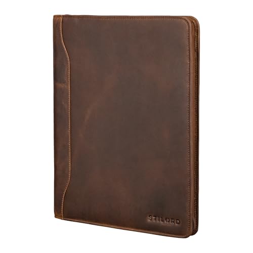 Porte-documents cuir vintage A4 avec fermeture éclair pour organiser vos affaires de bureau