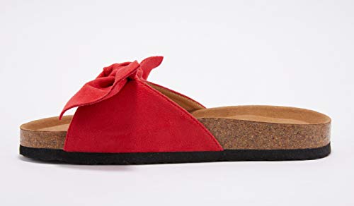 Image of FISACE Womens Bow Flat Sandals Flip Flops Slide Sandals Summer Beach Shoes