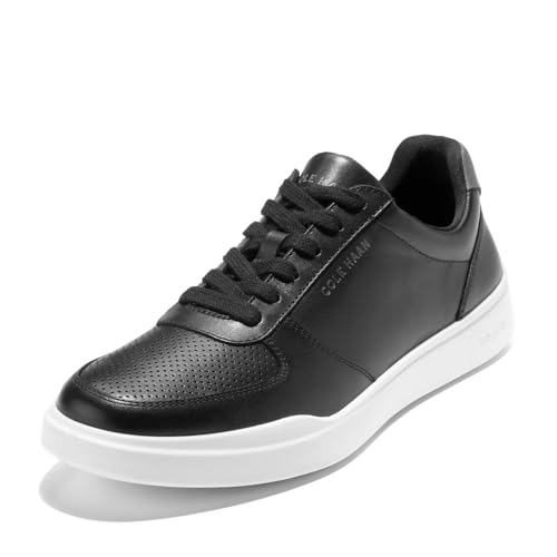 Cole Haan Men's Grand+ Pureshot Court Sneakers, Black/Optic White, 9-M US