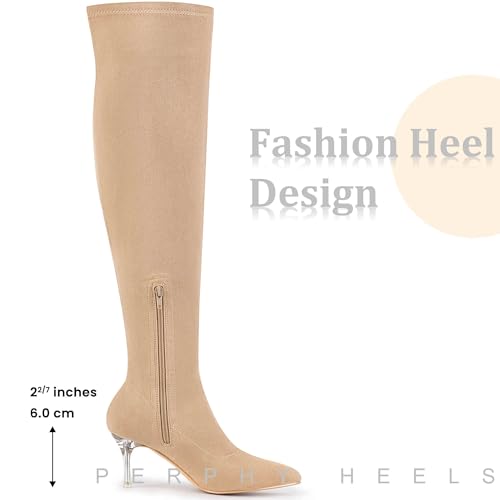 Perphy Rhinestone Flower Pointed Toe Stiletto Heel Over the Knee High Boots for Women2