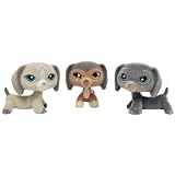 3pcs/Set Custom Flocked Pet Shop Toys Short Hair Cat Kitten Collie Great Dane Cocker Spaniel Dachshund Puppy Dog OOAK Compatible with LPS