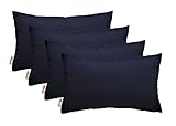 Set of 4 Indoor Outdoor Decorative Rectangle Lumbar Throw Pillows Sunbrella Canvas Navy (20' x 12')