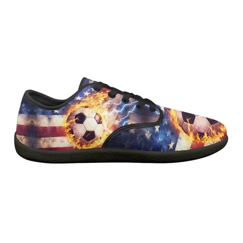 Soccer Flame Print Women's Wide Toe Barefoot Walking Shoes Football Men Breath Casual Travel Walking Shoes3