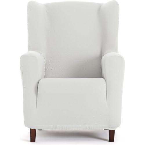 ECOMMERC3 | Funda de Sillón Orejero Bielástica Transpirable Ajuste Antideslizante - Funda Sillón Orejero Protección Completa contra Desgaste, Fácil de Poner y Quitar Color Blanco