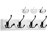LARHN Perchero Pared Blanco y Negro - 4 Colgadores Triples - 42 cm - Percheros Pared de Diseño para Recibidores, Entradas, Dormitorios Modernos, Habitaciones Infantiles y Baños