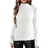 Pull à paillettes - T-shirt d'affaires pour femme - Tenue blanche - Automne - Pull festif pour femme - Haut à paillettes - Tenue de Noël pour femme - Élégant body en dentelle - T-shirt à paillettes pour femme