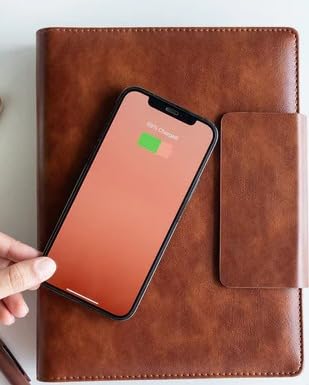 Image of NOW & IEVER Wireless charge Smart Premium Brown diary with 16GB Pendrive with Refillable Sheets, for Charging iOS Phone, Type-C and Android Charging