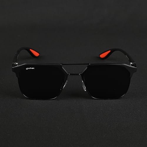 Image of GYNK Square Frame Sunglasses for Men | Premium Metal Frame Sunglasses | Fashion Eyewear for Driving, Travel, Riding, Outdoor Activities, Beach & Daily Wear