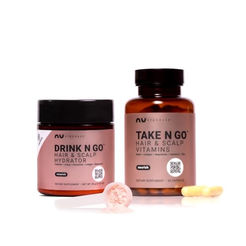 NU Standard Complete Hair Wellness Bundle - Vitamins + Hydrator System with 25+ Nutrients & Marine Collagen - Reduce Shedding, Support Scalp Health - up to 30-Day Supply