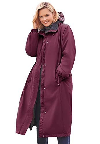 Woman Within Plus Size Long Hooded Taslon Jacket