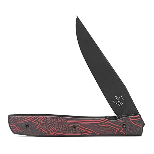 Boker Plus Urban Trapper Folding EDC Pocket Knife, Designed by Brad Zinker, VG-10 Blade, Black/Red Swirl Micarta Handles