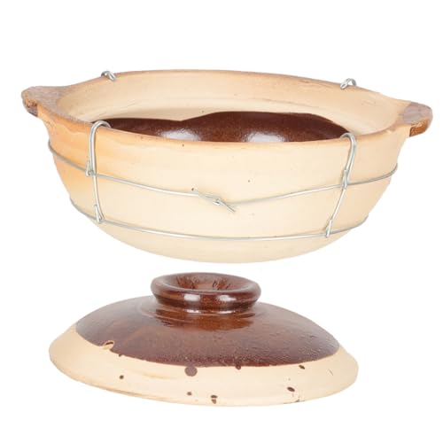 DECOMELODY Pentola Terracotta Con Manico Singolo Casseruola Rustica Per Cucina Domestica Per Cottura Brasati Riso e Zuppe Resistente Trasferimento Calore Uniforme Per Fornelli