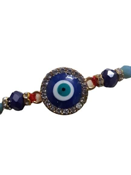 Export Quality India Rakhi Combo Bhaiya Bhabhi Rakhi Set of Evil Eye Pendant Bhaiya Rakhi and Pearl Beaded Kada Lumba for Bhabhi with Roli Chawal3