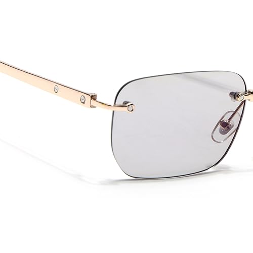Image of Voyage Rimless Polarized Sunglasses for Men & Women (Black Lens | Black Frame - MG7601)